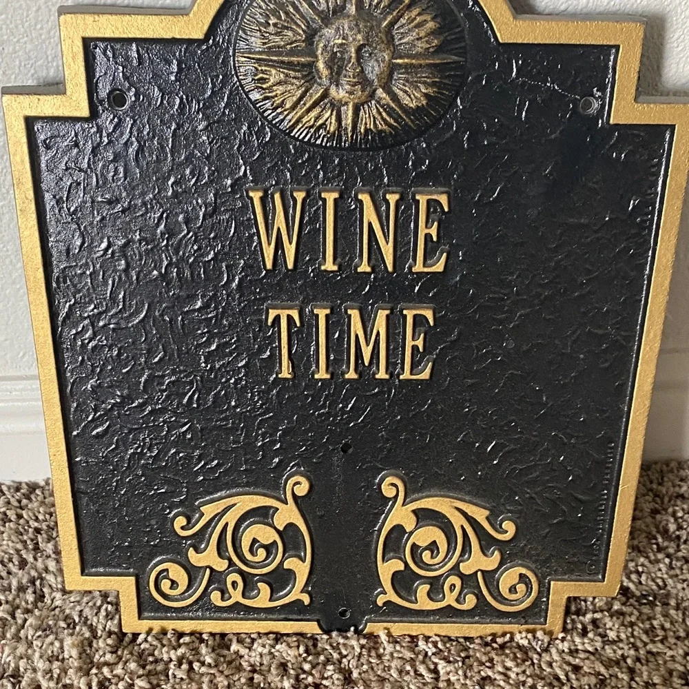 Whitehall Black and Gold Wine Time Plaque